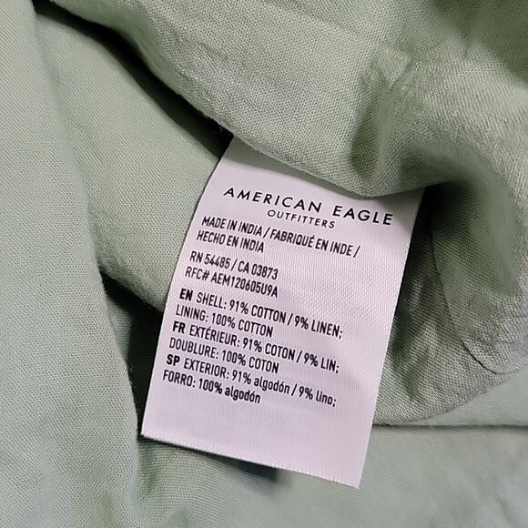 American Eagle Outfitters Green Seersucker Patchwork Mini Dress Womens M NWT - Picture 9 of 12